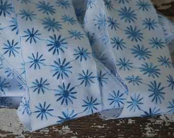 Vintage Blue Flower Trim Embroidered Flowers Stars 3 1/2 yards