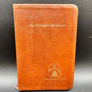1978 New Testament and Psalms Leather Bound Pocket Book Counselor&#39;s Edition Bible Scripture King James Version