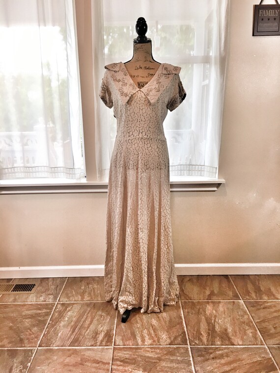 taupe lace dress
