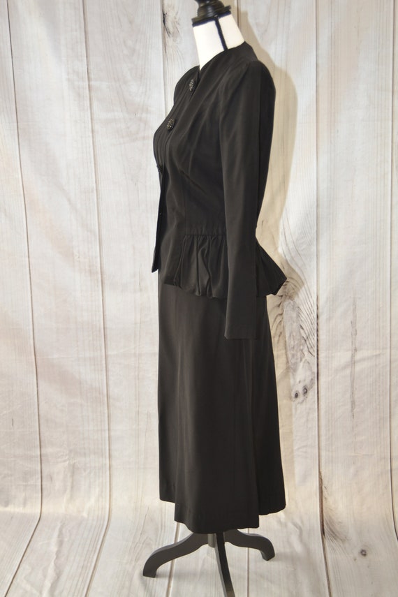 Vintage Black Jacket and Skirt 50's Women's Dress… - image 3
