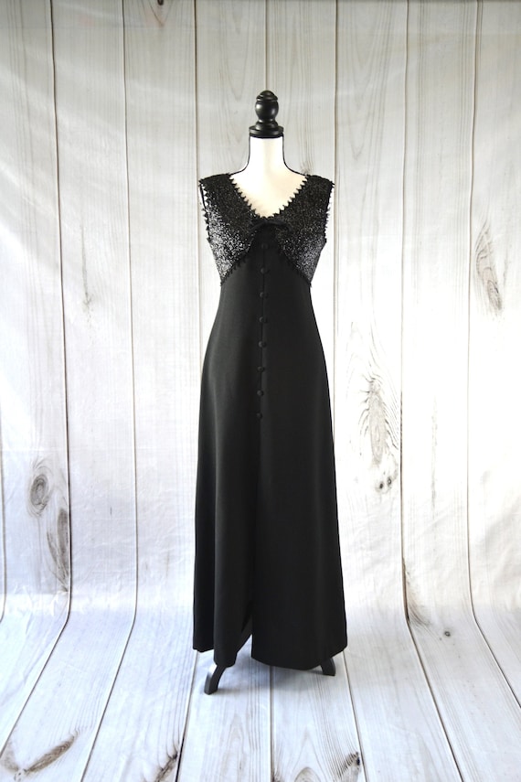 Vintage Long Black 90's Dress Sleeveless Sparkly … - image 2