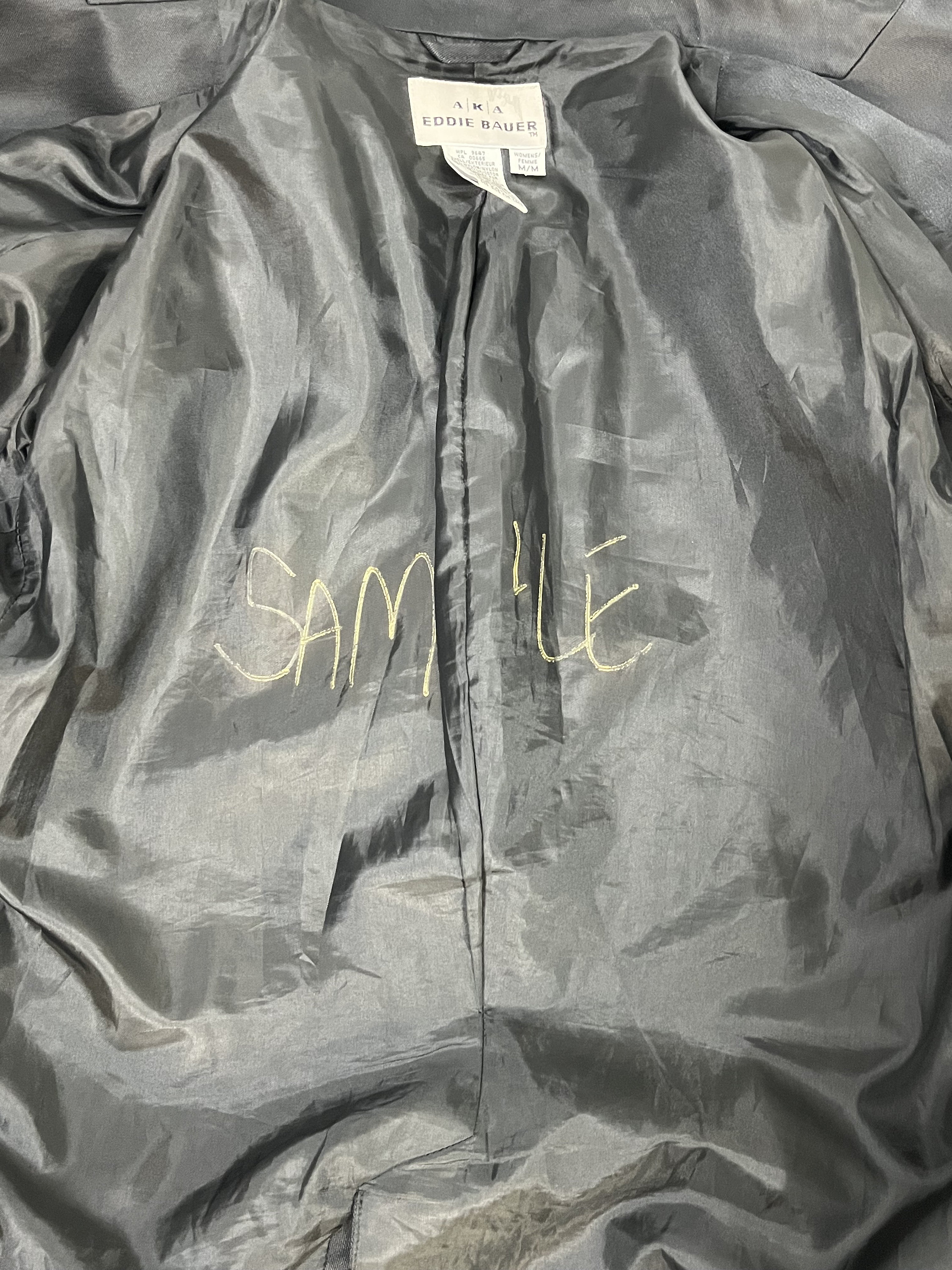 Buy Vintage AKA Eddie Bauer Double Breasted Black Trench Coat 