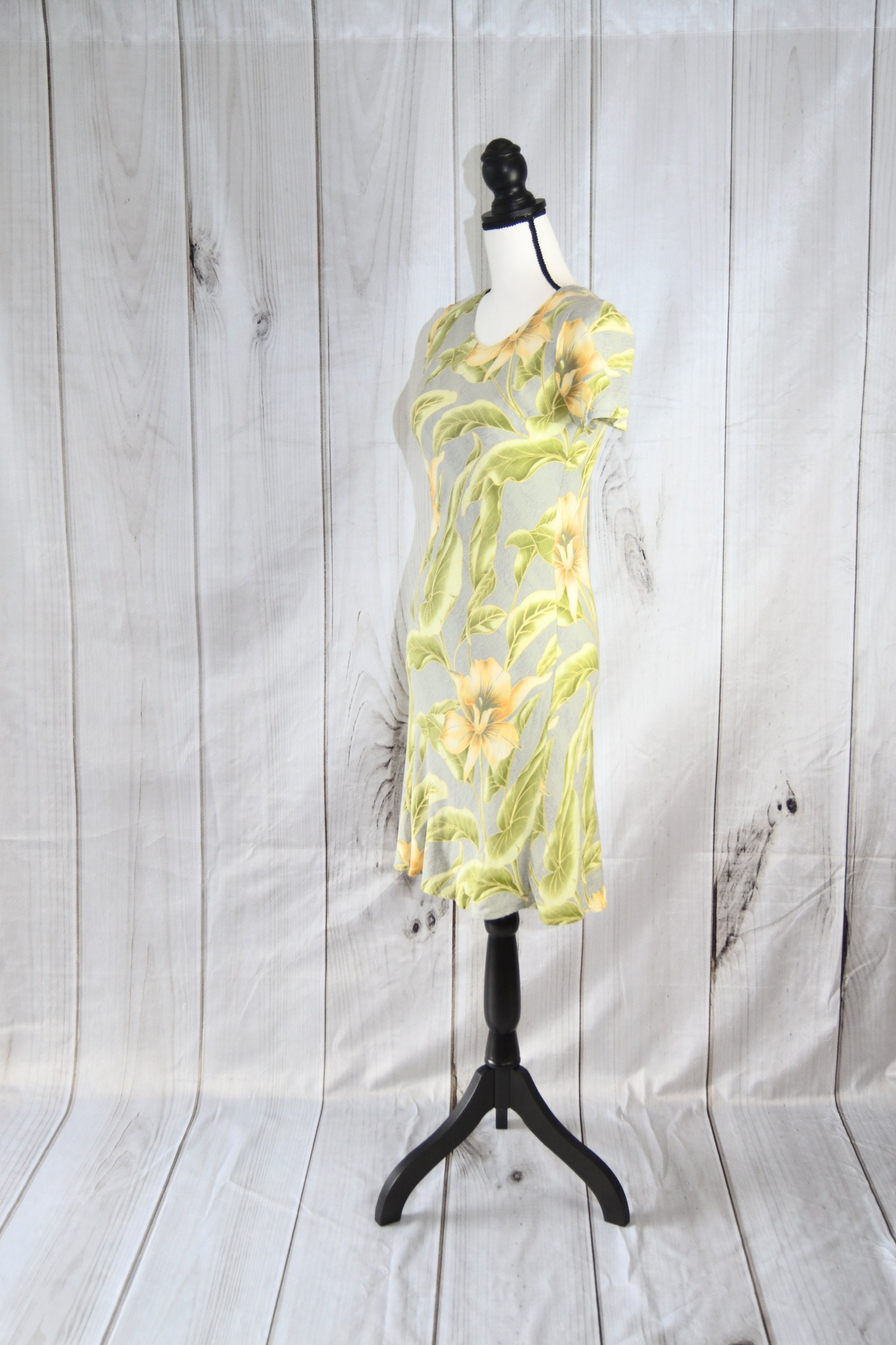 Vintage Hilo Hattie the Hawaiian Original Dress Gray Yellow and Green ...