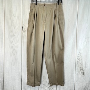 Vintage 90&#39;s Women&#39;s Karen Scott High Waist Khaki Pants Tan Pants - Medium