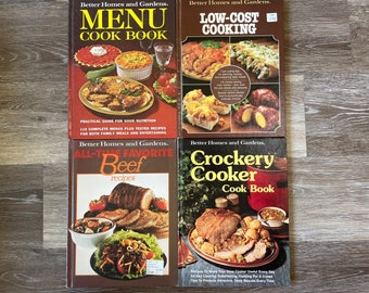 Better Homes and Gardens Cookbooks Low Cost Cooking Crockery Cooker Cook Book Beef Recipes Menu Cook Book Set of 4 Cookbooks