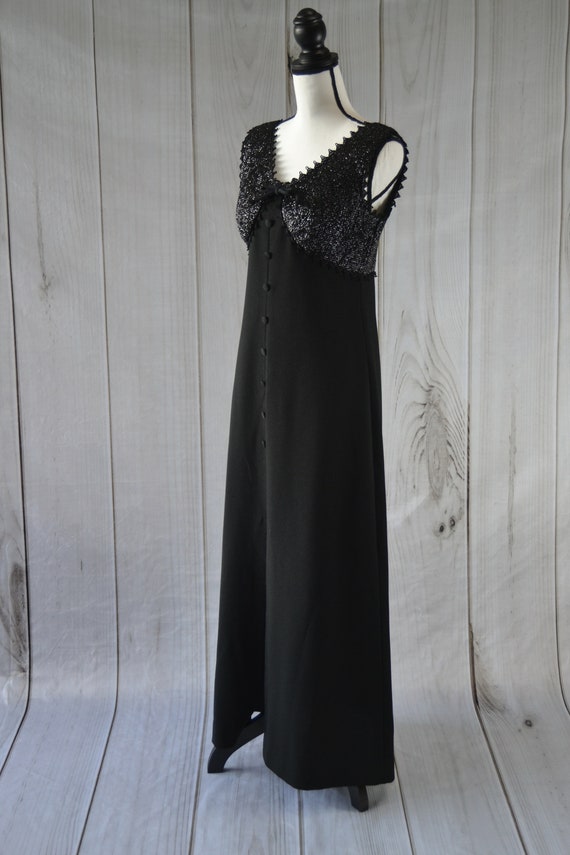 Vintage Long Black 90's Dress Sleeveless Sparkly … - image 3