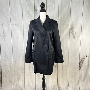 Vintage AKA Eddie Bauer Double Breasted Black Trench Coat Women&#39;s Overcoat Jacket - Medium