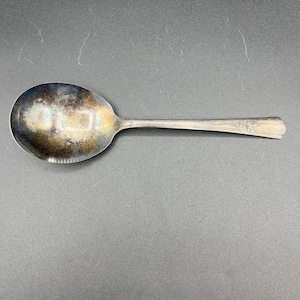 Vintage WM Rogers Silverplate Serving Spoon Art Deco Rose Design Silver Plated
