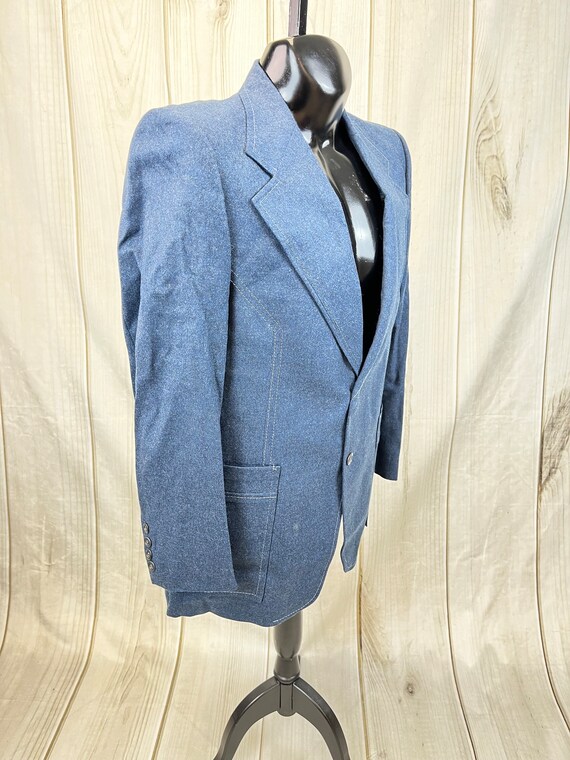 Vintage Men's Blue Wool Dress Jacket Suit Jacket … - image 4