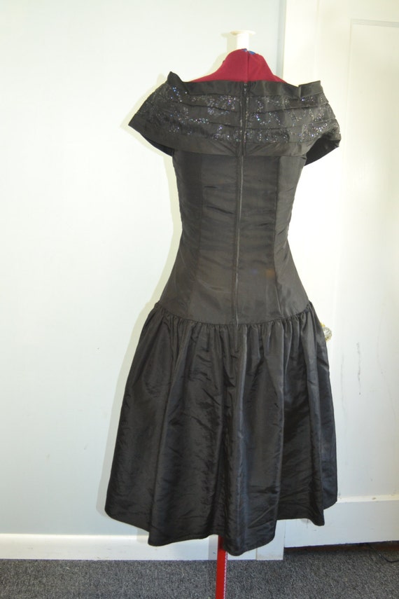 Vintage Black 80's Formal Gunne Sax Dress Off the… - image 4