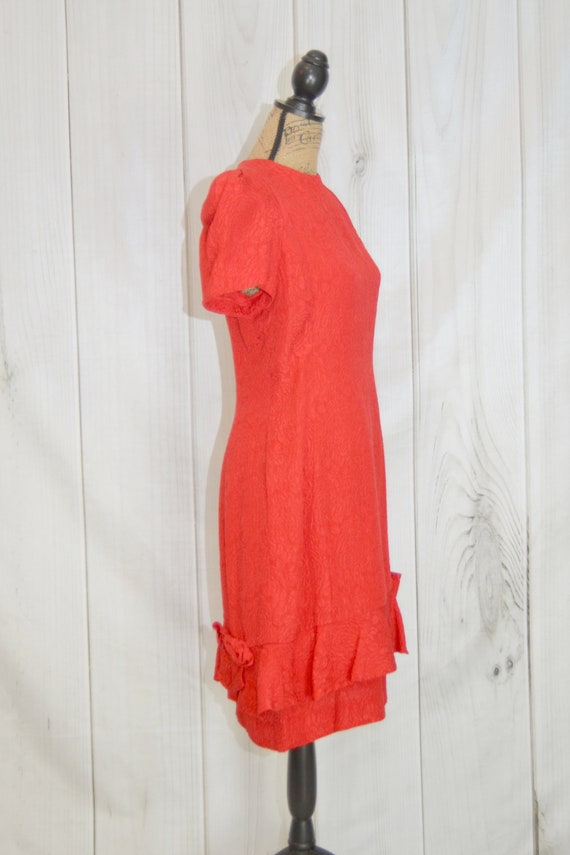 Vintage Albert Nipon Dress Red Silk Dress 80's Dr… - image 5