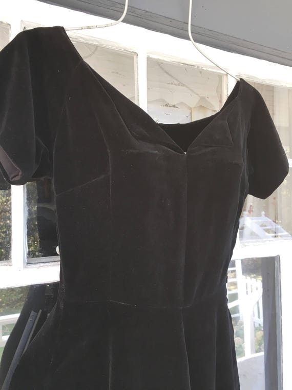 Vintage 50's Black Velvet Party Dress Cocktail Dre