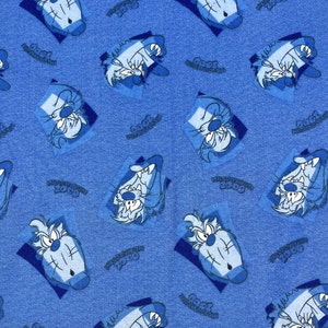 Vintage WB Taz Tasmanian Devil Flannel Fabric Blue Milllooneyium Millennium 2000 Fabric 5 yards