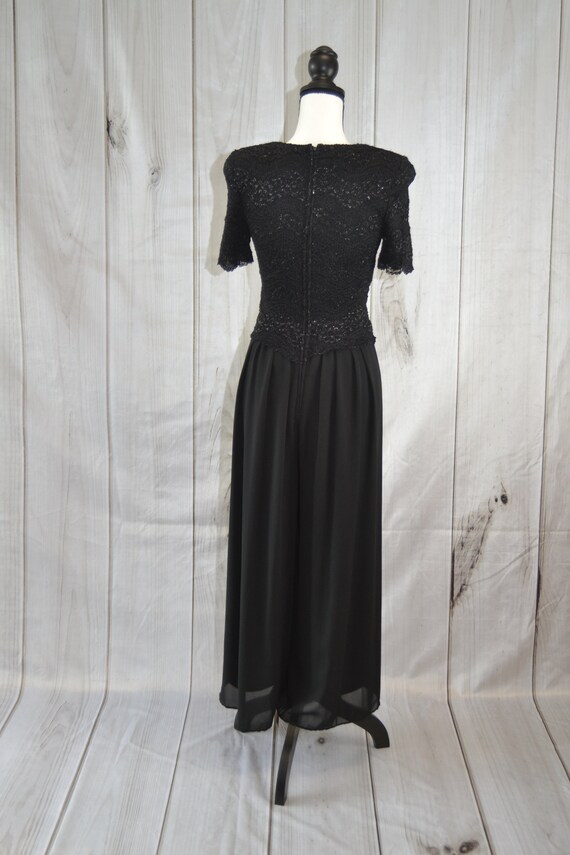 Vintage Formal Jumpsuit Dress Pants Black Lace Sh… - image 6