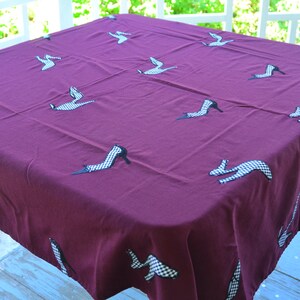 Vintage Burgundy Tablecloth with High Heel Shoes Fun Party Tablecloth Bachelorette Party Decor