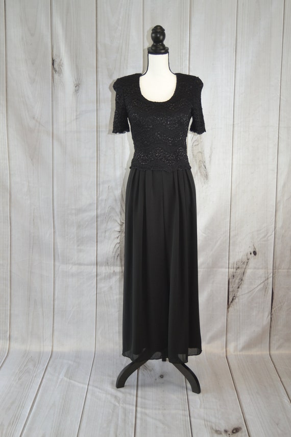 Vintage Formal Jumpsuit Dress Pants Black Lace Sh… - image 4