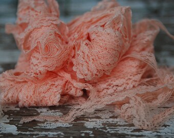 Orange Scalloped Vintage Lace Trim 8 3/4 yards 1/2 inch wide Creamsicle Orange