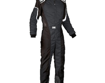 Black / white OMP Go-Kart Racing Suit  CIK/FIA Level 2 Approved + Free balaclava gift