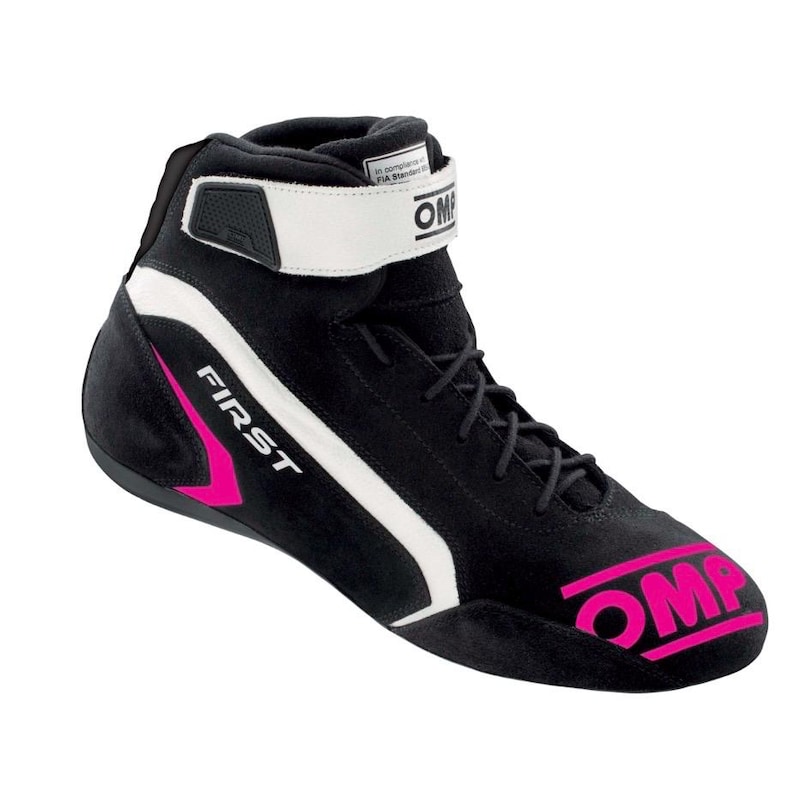 Custom OMP Style Karting Racing Shoes – FIA Approved Lightweight Motorsport Boots Black/Pink