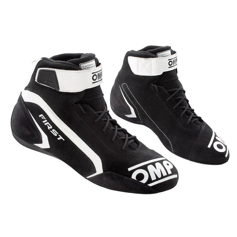 Custom OMP Style Karting Racing Shoes – FIA Approved Lightweight Motorsport Boots Black/white