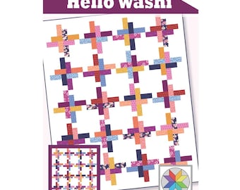 Patrón de colcha Washi Hello (PDF) Tamaños bebé, regazo, manta, individual y queen