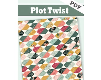 Trazar patrón de colcha Twist (PDF) en tamaños de cuna, regazo, manta, gemelo y reina