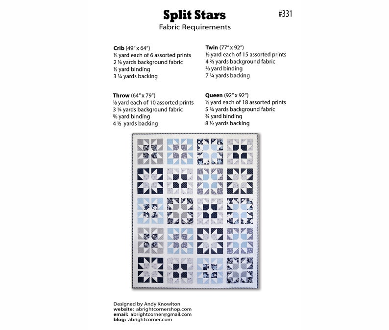 Split Stars quilt pattern PDF crib, throw, twin, queen sizes image 2