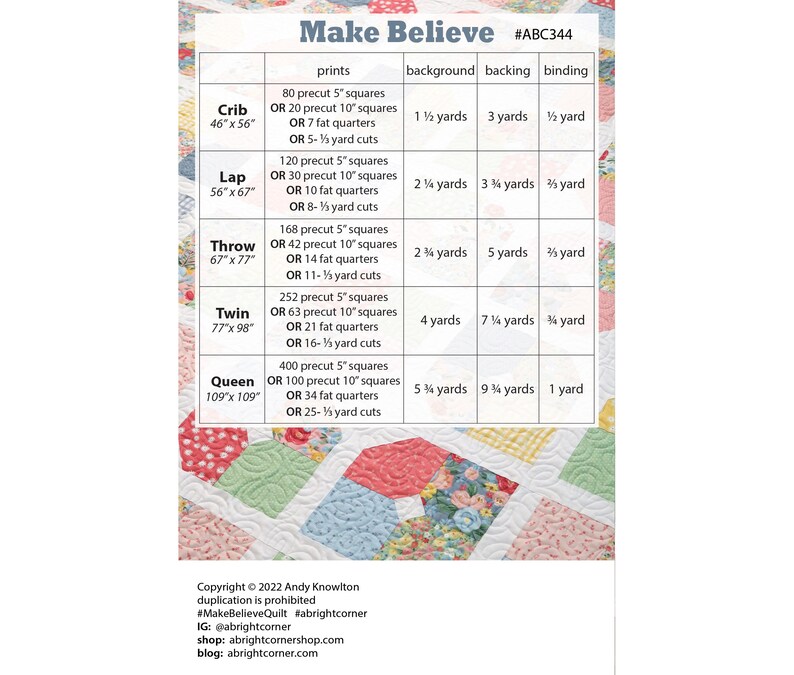 Make Believe Quilt Pattern PDF Crib Lap Throw Twin and Etsy