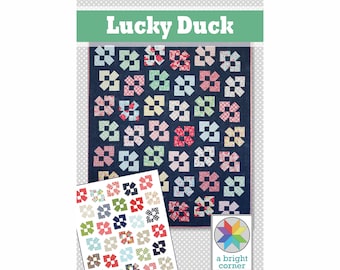 Patrón de colcha Lucky Duck (PDF) Tamaños de cuna, regazo, manta, gemelo y reina