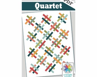 Patrón de colcha Quartet (PDF) Patrón de colcha Modern Jelly Roll, Fat Quarter