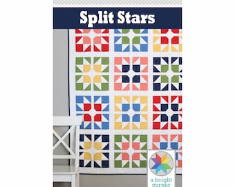 Patrón de colcha Split Stars (PDF) - tamaños de cuna, manta, gemelo y queen
