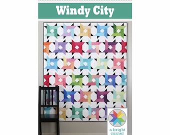 Patrón de edredón digital Windy City (PDF) - tamaños de cuna, tiro, gemelo y reina