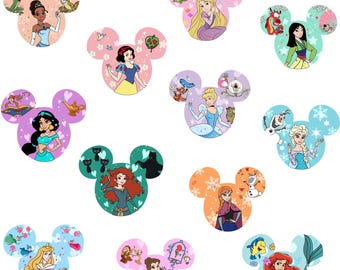 Princess Squad Mouse Head PNG Bundle, Cute Cartoon Princess Clipart, Magical Kingdom Family Trip Sublimation, Digital Download
