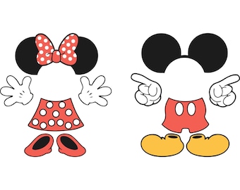 Mickey Mouse Couple SVG, Minnie Mouse Matching Shirt Design, Silhouette Ears Cut File for Cricut and Sublimation, Digital Download