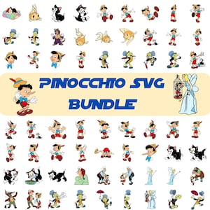 Pinocchio Svg & Png Files for Cricut, Pinocchio SVG Bundle, Geppetto Svg, Figaro Svg for Shirts, Pinocchio Clipart Instant Download