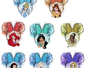 Bundle aquarelle princesse Png, clipart château, conception de voyage en famille, anniversaire de princesse Png, clipart monde numérique, téléchargement immédiat