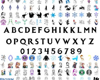 Pacchetto di clipart SVG di Frozen, clipart di cartoni animati SVG di Frozen per sublimazione, raccolta di clipart a tema cinematografico Frozen per feste di Natale in formato SVG.