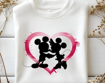 ミッキー＆ミニーのシルエットSVG | キス、ハート、ロマンチックな