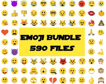 Pacchetto SVG Emoji, 590 file SVG PNG a strati di Emoji, Clipart Emoji di alta qualità, Pacchetto sublimazione Emoji, File di taglio Silhouette Emoji Cricut