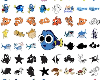 Finding Nemo Svg Bundle, Dory Svg Png for Cricut, Nemo Cartoon Clipart for Shirts, Birthday Party Sublimation, Instant Digital Download
