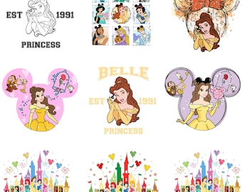 Beauty and The Beast Png Bundle, Belle Png, Princess Png, Belle Clipart, Princess Clipart, Beauty Png Files for Cricut and Silhouette