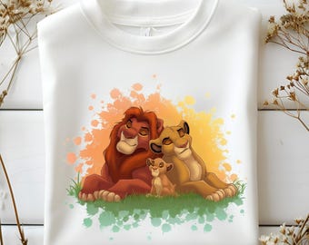 Lion Family Watercolor Png, Simba Nala with Baby Cub Clipart, Cute Jungle Parents Sublimation, Safari Animal Love Printable Art