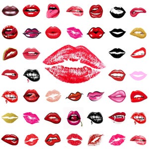 Red Lips Svg, Glitter Kiss Png, Pop Art Mouth Clipart, Valentine Lips Bundle, Sexy Lips Vector for T-Shirts and Sublimation