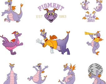 Figment Png Bundle, Epcot One Little Spark PNG, Journey to Imagination Clipart, Figment Cutting Files, Cricut Sublimation, Instant Download