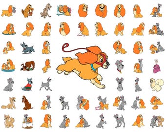 Lady and the Tramp Svg Cliparts Bundle, Lady and the Tramp Svg Cartoon Sublimation Cliparts, Lady and the Tramp Themed Kids Sublimation