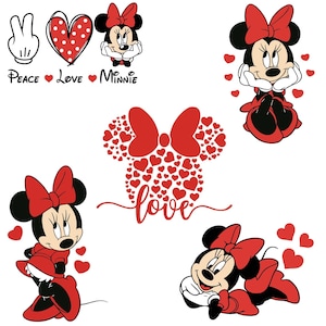 Minnie Mouse SVG Bundle, Princess Svg, Minnie Mouse Birthday, Minnie Mouse Valentines, Minnie Head Svg, Instant Downlaod