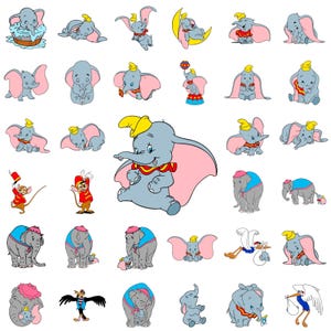 Dumbo SVG Bundle, Dumbo PNG Clipart, Dumbo Layered SVG for Cricut, Dumbo Birthday Sublimation Design, Instant Digital Download