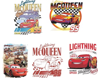 Lightning McQueen Racing PNG Set, Cars Speed Shirt Design, Instant File Access