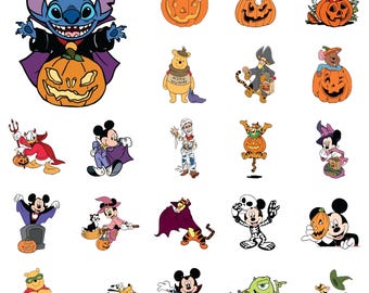 Mickey and Friends Halloween 24 cliparts bundle, Halloween svg cut files for Cricut, Trick Or Treat Svg, Spooky Vibes Svg, Family Trip Svg