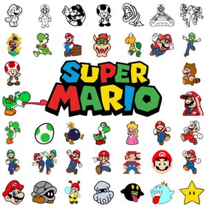 Super Mario Png Bundle for Cricut and Sublimation, Mario clipart bundle, Mario Cut Files, Mario Clipart, Super Mario Font, Mario Png